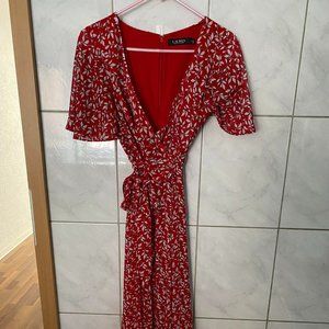 Lauren by Ralph Lauren Faux Wrap Red & White Dress 2 Vintage Housewife